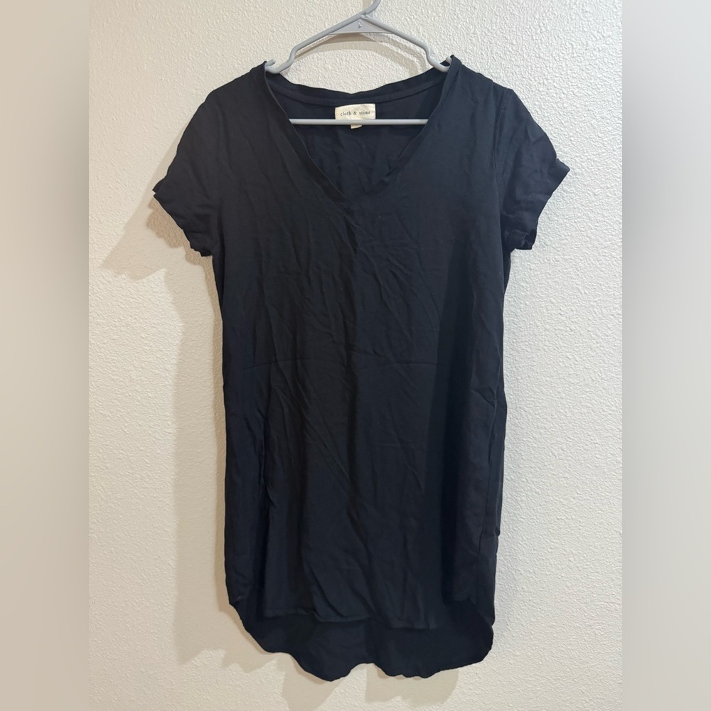 Cloth & Stone black V Neck T Shirt, dress |Womens small
